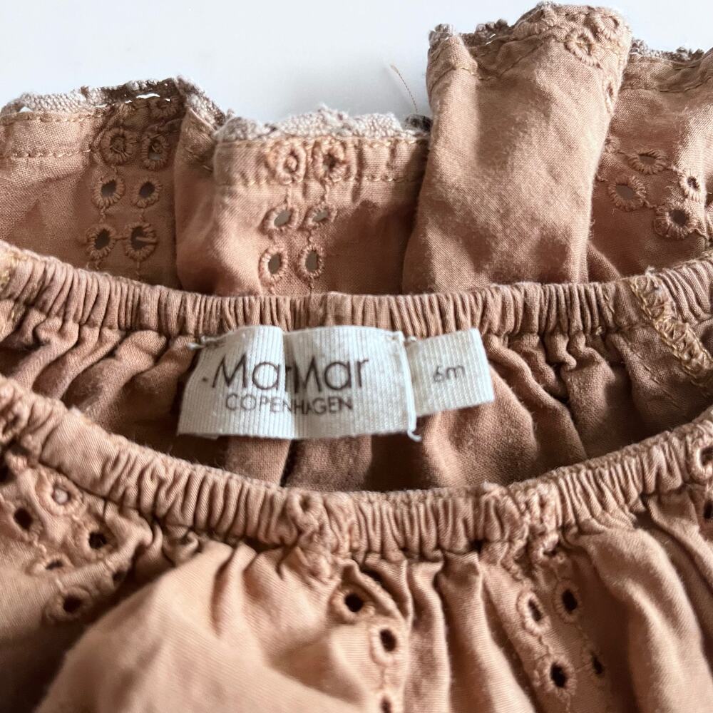 Mar Mar girls brown embroidered eyelet blouse 6 months - Picture 3 of 8